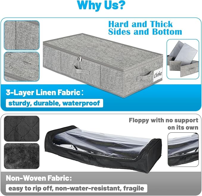 Under Bed Storage Container Bins 4 Pack, 5 Inch Thin Low Profile Underbed - Image 8