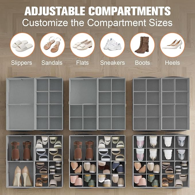 2 Pack Shoe Organizer for Closet, Foldable Shoe Storage Organizer - Image 2