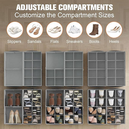 2 Pack Shoe Organizer for Closet, Foldable Shoe Storage Organizer - Image 2