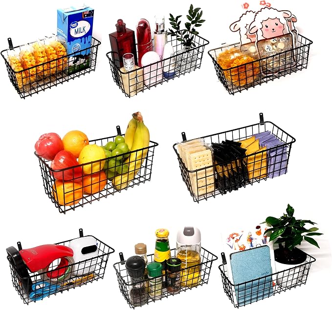 Joben Oligey 3 Set Hanging Wire Baskets, Wall Mount Fruit Basket, No Drilling - Image 7
