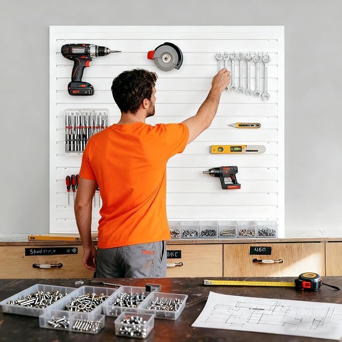 Yuzzy Slat Wall Paneling 4 x 4ft, Garage Slatwall Panel Wall Storage Systems - Image 5