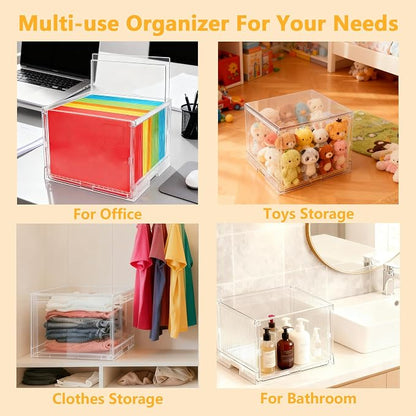 File Organizer Box with Lid, Hanging Filing Folder Organizer - Image 8