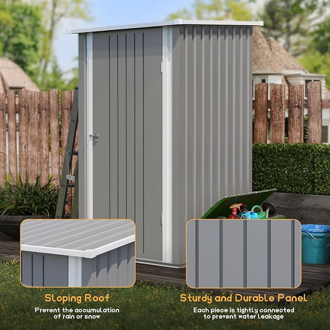 Patiowell 3x3 FT Metal Storage Shed, Outdoor Small Sheds - Image 3
