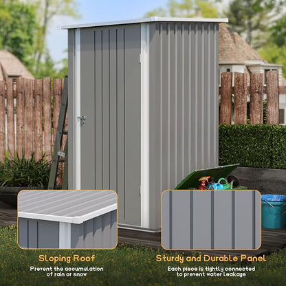 Patiowell 3x3 FT Metal Storage Shed, Outdoor Small Sheds - Image 3