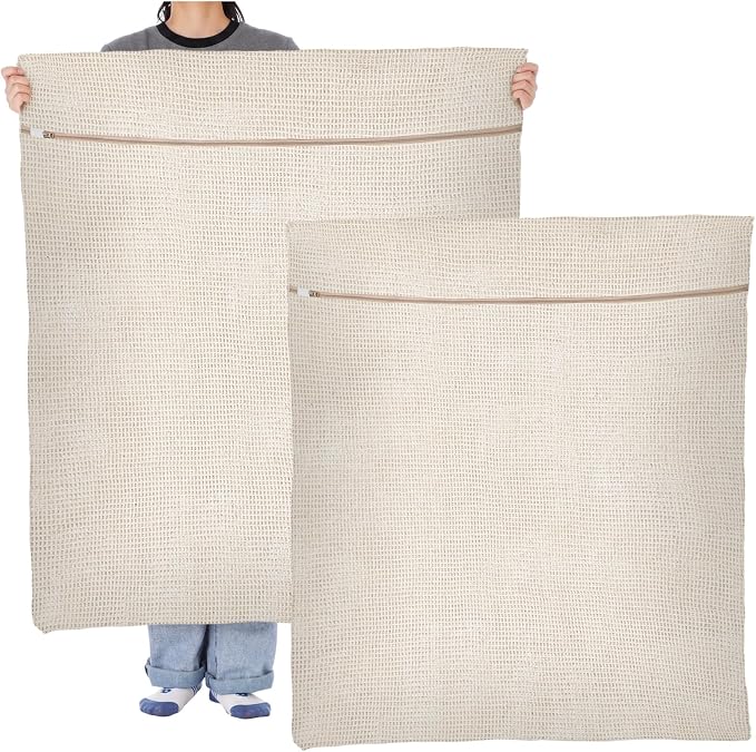 SATINIOR 2 Pack Extra Large 100% Cotton Mesh Laundry Bags 43 x 35 Inch Jumbo by SATINIOR