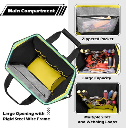 Tool Bag Backpack with Zipper Pouch and Magnetic Attraction Area, Heavy-Duty - Image 3