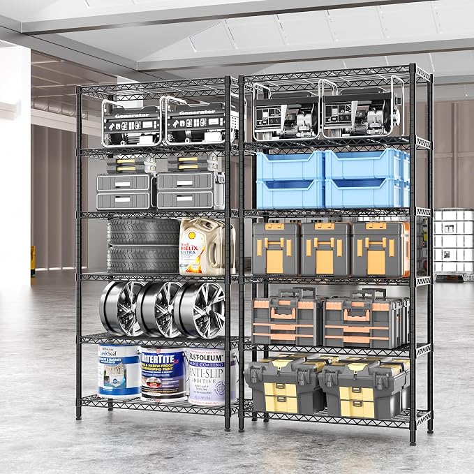 SINGAYE 6 Tier Shelf Organizer Storage Metal Shelves Garage Wire Shelving Unit - Image 2