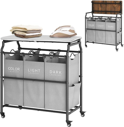 Hoctieon 3 Section Laundry Sorter Cart by Hoctieon