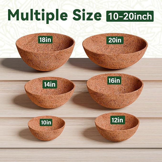 18 Inch Coco Liners for Planters, 4 Pack Hanging Basket Liners | Round Coco - Image 2