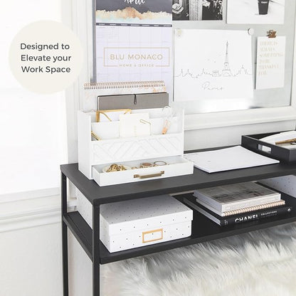 BLU MONACO | White Wooden Desk Organizer & Mail Organizer - Image 3