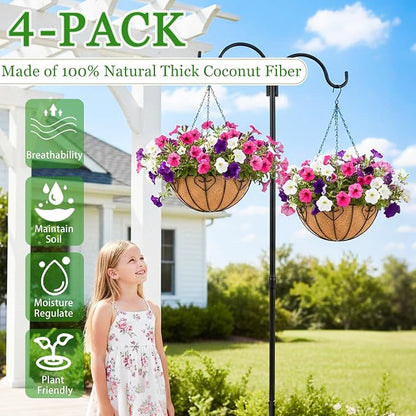 Hanging Planters for Outdoor Plants 4 Pack 12 inch Metal Hanging Flower Basket - Image 3