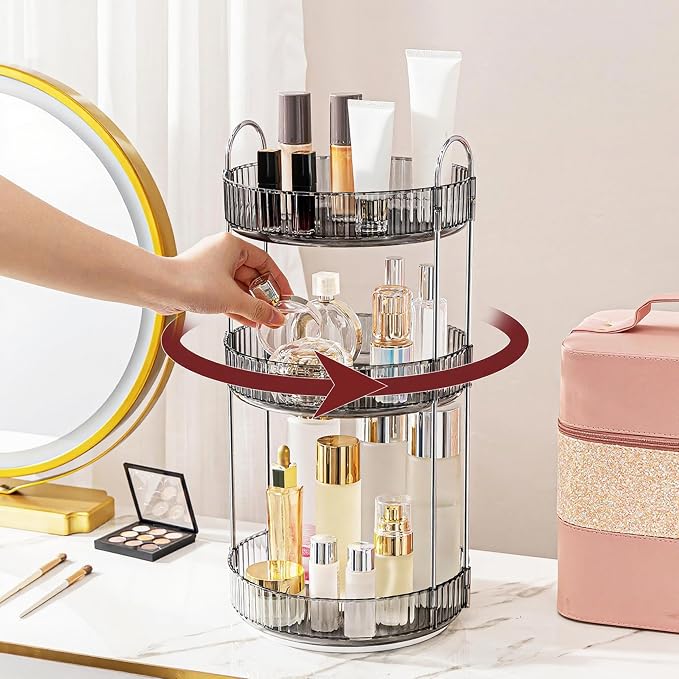 360° Rotating Makeup Organizer, Bathroom Make Up Spinning Holder Rack, Large by INVSSENEORGANIZERS