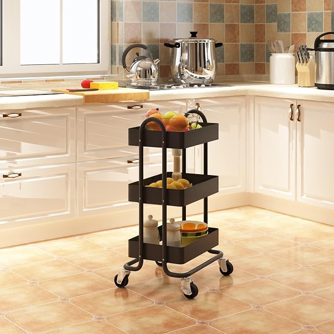 Metal Rolling Cart, 3-Tier Metal Rolling Cart - Image 5