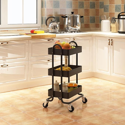 Metal Rolling Cart, 3-Tier Metal Rolling Cart - Image 5