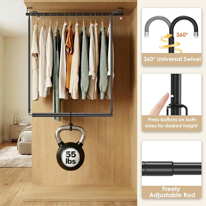 Stepless Extender Closet Hanging Rod - Image 3