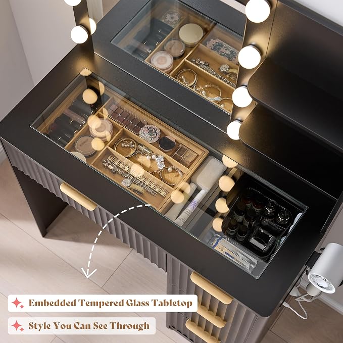 AMERLIFE 36.2" Fluted Vanity Desk - Image 6