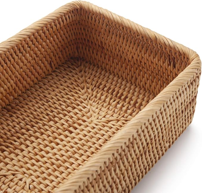 Natural Rattan Fruit Storage Baskets Rectangular Woven Wicker Box - Image 4