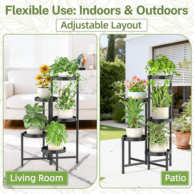 iDavosic.ly Plant Stand Indoor Outdoor, 5 Tier Corner Metal Flower Display - Image 6