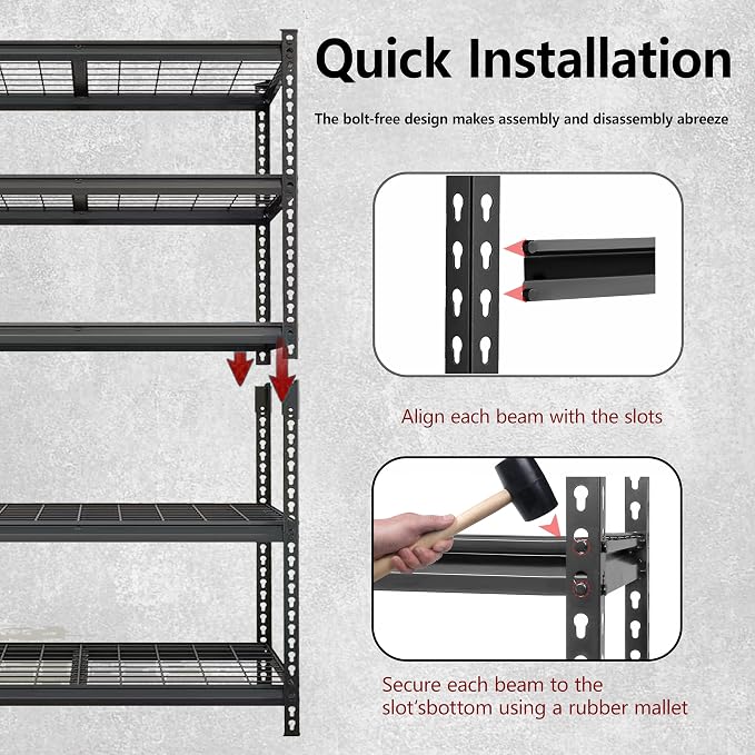 GDFStudio 5-Tier Storage Shelves Set of 2, Adjustable Garage Storage Racks - Image 8