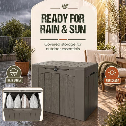 Flamaker Deck Box 30 Gallon, Waterproof Resin Small Storage Box - Image 3