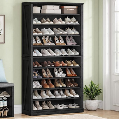 Hzuaneri Shoe Storage Cabinet, 10 Tiers Farmhouse Tall Shoe Cubby Organizer | by Hzuaneri