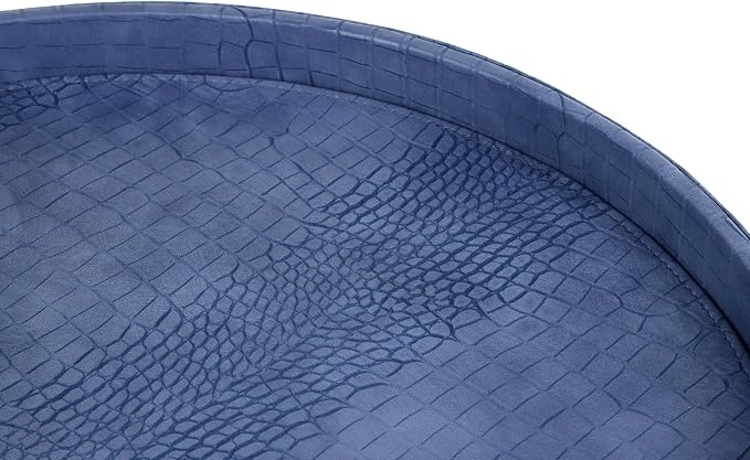 HofferRuffer Round Serving Tray 20'', Elegant Faux Leather Circle Ottoman Table - Image 7