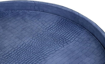 HofferRuffer Round Serving Tray 20'', Elegant Faux Leather Circle Ottoman Table - Image 7