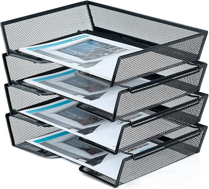 SETTFRFE 4 Tier Metal Mesh Desk Organizer-Stackable Letter Trays by SETTFRFE