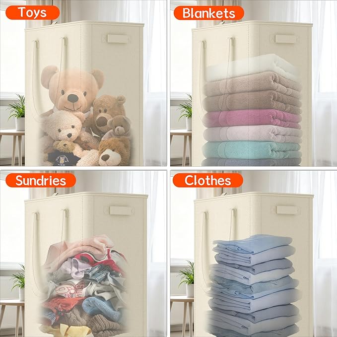 Slim Laundry Hamper with Wheels, 20 Gal Rolling Laundry Basket with lid and - Image 5