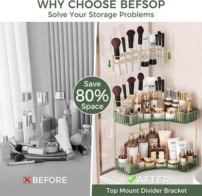 BEFSOP Corner Bathroom Counter Organizer, Upgraded 2-Tier Makeup Organizer - Image 3