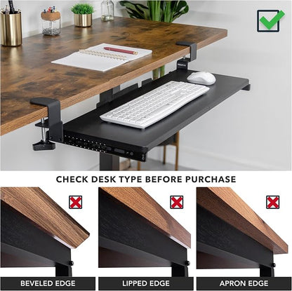 Mount-It! 30” Extra-Wide Clamp-On Under Desk Keyboard Tray, Large Slide-Out - Image 5