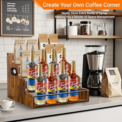 4-Tier Liquor Bottle Display Shelf, Coffee Syrup Rack Organizer, Water Bottle - Image 5