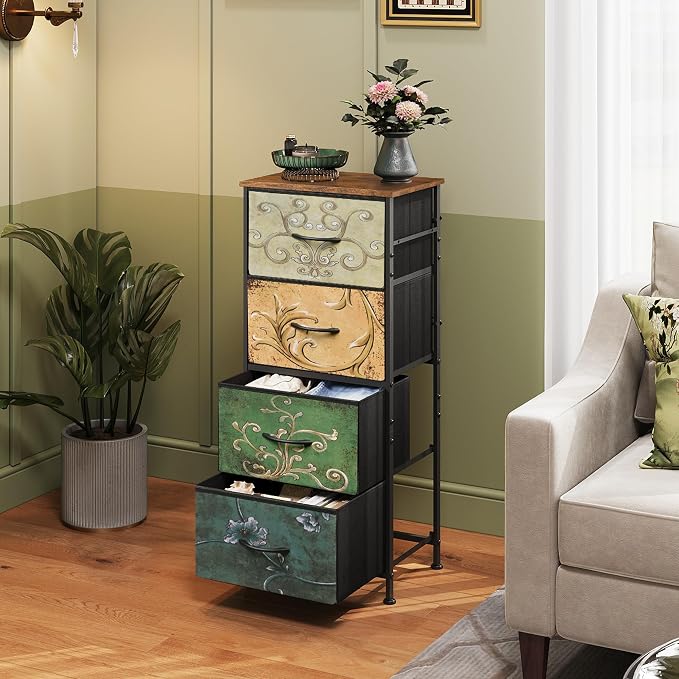 WLIVE Dresser with 4 Drawers, Storage Tower, Organizer Unit, Fabric Dresser - Image 3