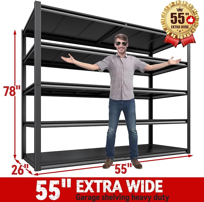 REIBII 78" H Storage Shelves, Garage Shelving Heavy Duty Load 3000LBS, - Image 3