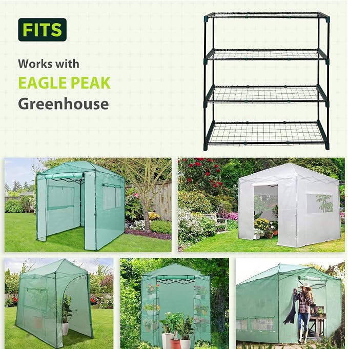 EAGLE PEAK Greenhouse Shelving Staging Double 4 Tier, Outdoor/Indoor Plant - Image 7