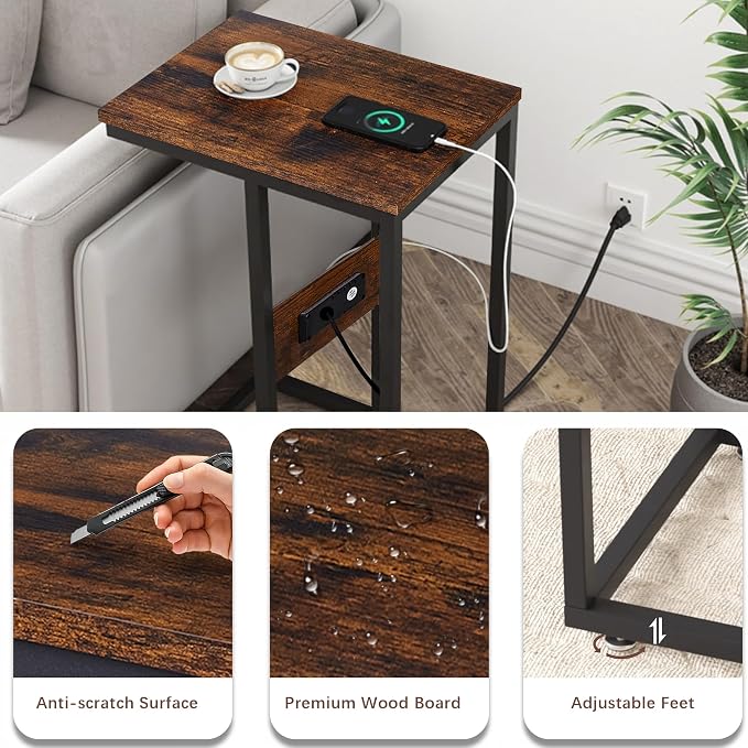 VECELO C Shaped End Side Table - Image 10