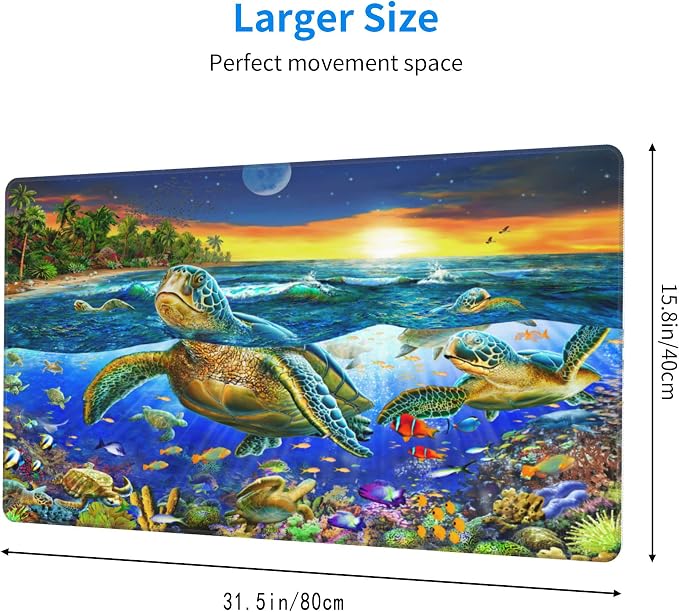 Desk Mat, Sea Turtle Extended Gaming Mouse Pad - Image 3