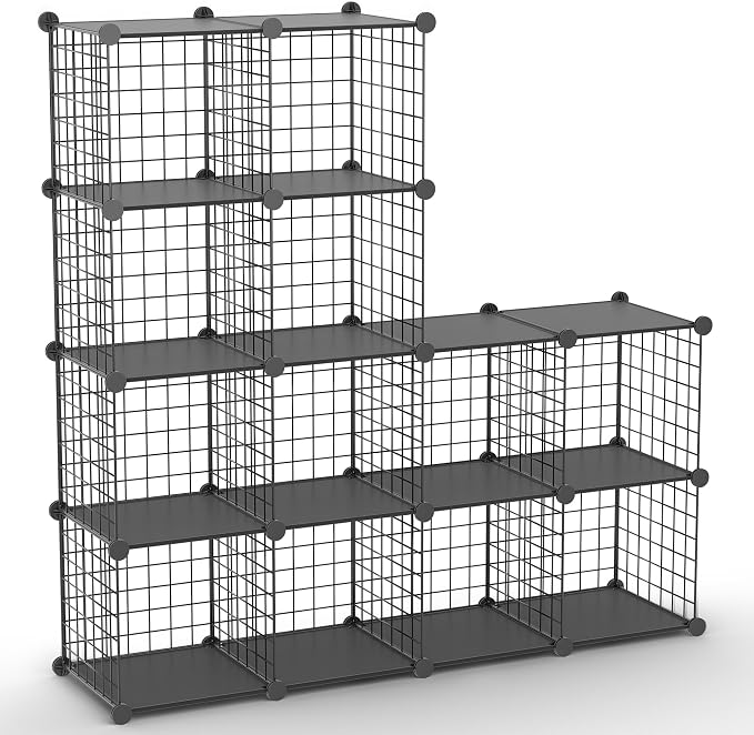 TUMUCUTE Wire Cube Storage Organizer, 12-Cube Metal Storage Shelves Bookshelf by Worththetrustofeverycusto