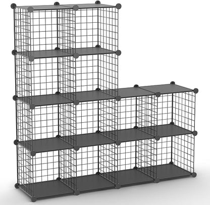 TUMUCUTE Wire Cube Storage Organizer, 12-Cube Metal Storage Shelves Bookshelf by Worththetrustofeverycusto