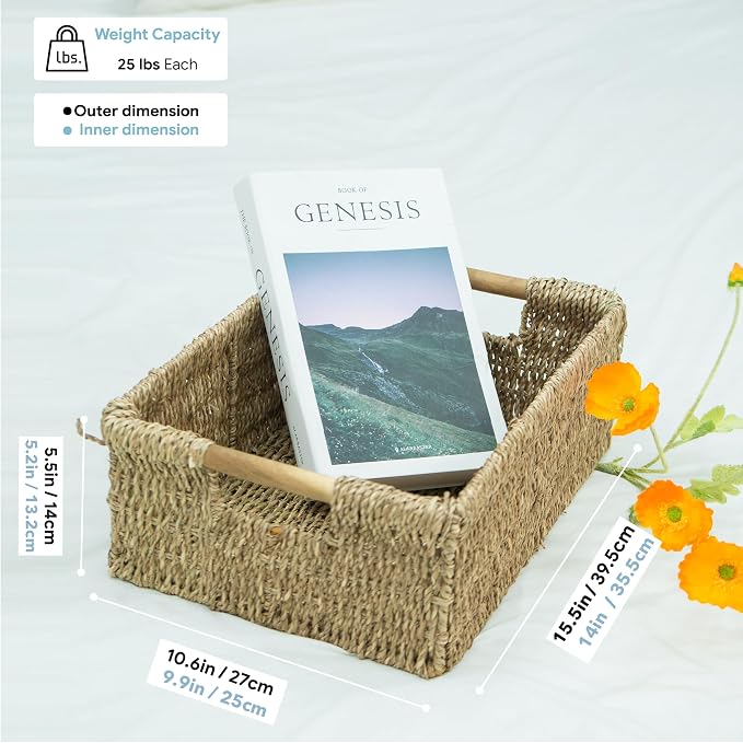 Large Natural Wicker Basket Rectangular - Image 2