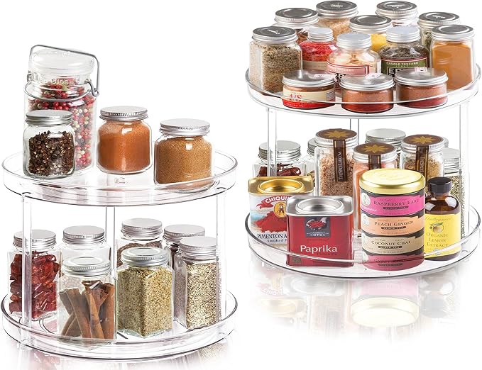 2 Tier Lazy Susan Bathroom Organizer, 9.25Inch Clear 360 Rotating Makeup - Image 5