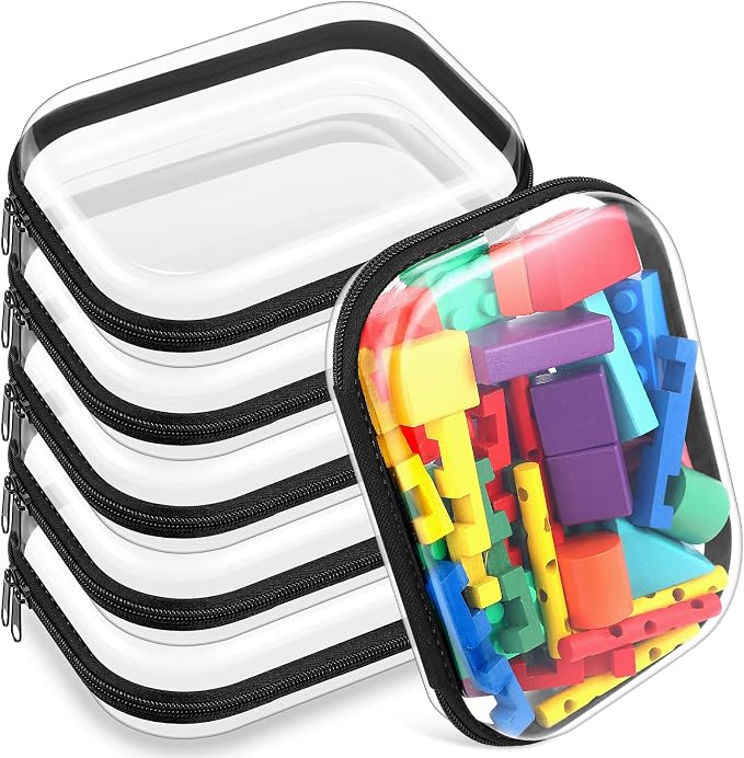 Sanwuta 6 Pcs Clear Hard Zipper Case Hard Plastic Zipper Pouches Transparent by Sanwuta