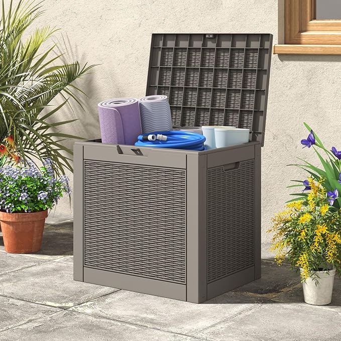 Deck Box, 31 Gallon Resin Outdoor Storage Box, Waterproof and UV Resistant - Image 2