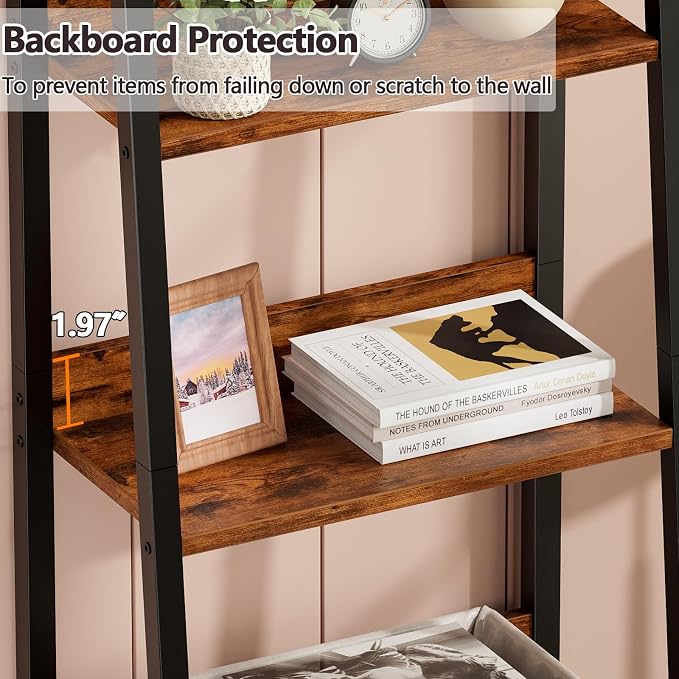 Furologee 4 Tier Ladder Shelf, Small Bookshelf - Image 6