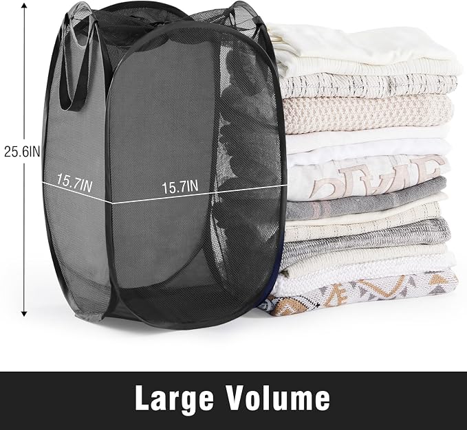 TECHMILLY Collapsible Mesh Pop Up Laundry Hamper - Image 3