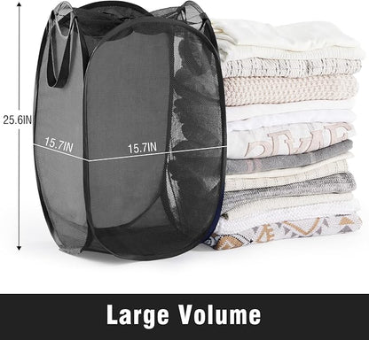 TECHMILLY Collapsible Mesh Pop Up Laundry Hamper - Image 3