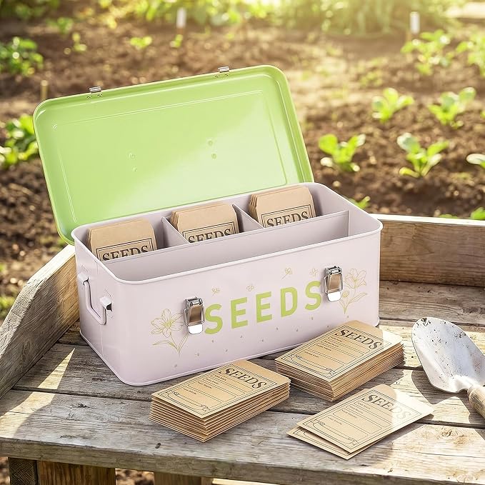 Seed Storage Organizer Box – Large Metal Seed Box - Image 8