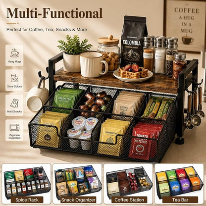 Tea Bag Organizer, Tea Bag Organizer Drawer, Wood Tea Organizers and Storage - Image 3