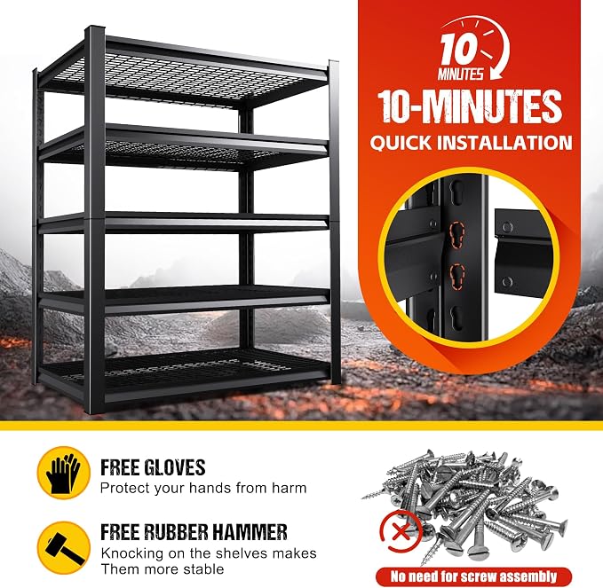 Set of 3 Garage Shelving Heavy Duty Storage Shelves, Adjustable Metal Shelving - Image 7