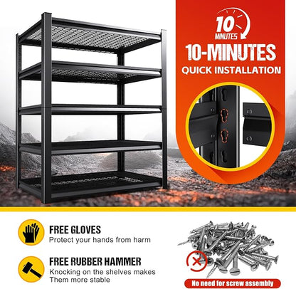 Set of 3 Garage Shelving Heavy Duty Storage Shelves, Adjustable Metal Shelving - Image 7